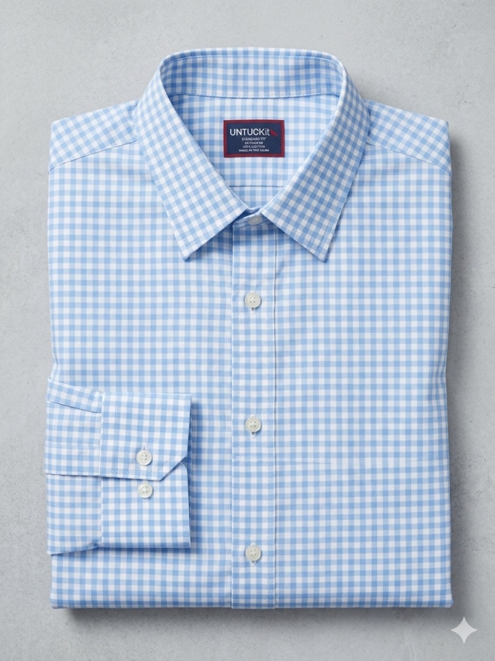 UnTuckit Blue/white Gingham Men’s Dress Shirt - size XL Classic Button-Down